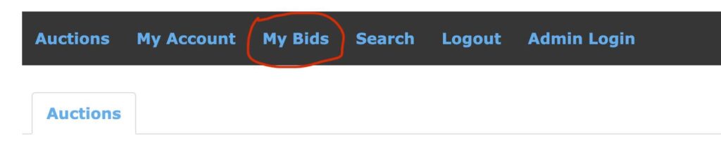 Show Image of Auction Menu with My Bids Highlighted
